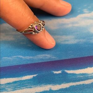 Sterling Silver .925 Purple Heart Ring